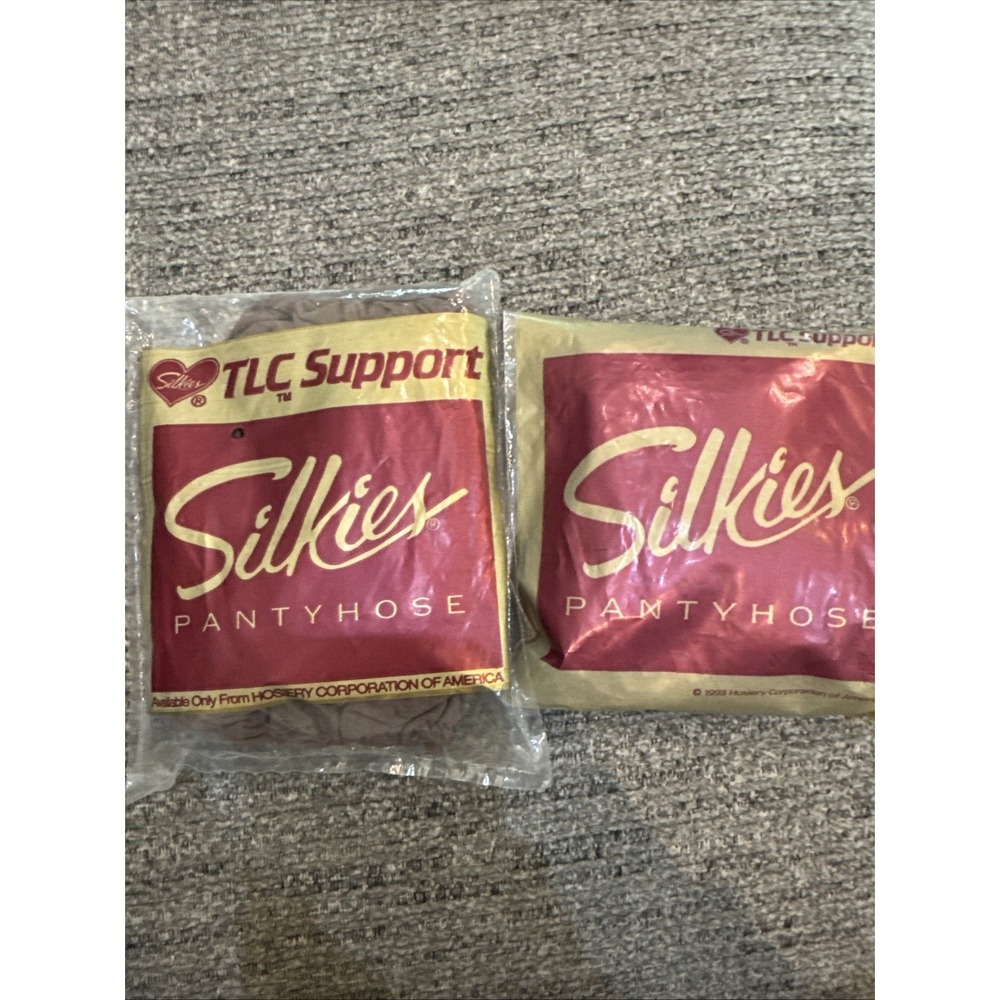 2 Pairs Silkies TLC Support Pantyhose X Tall Taupe USA Vintage 245/319‎